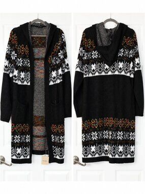 BloomChic Boho Print Hooded Cardigan